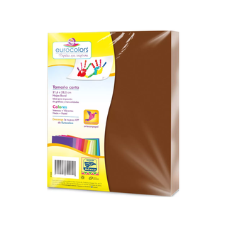 Papel Bond Color Café Tamaño Carta 75 gr Marca Eurocolors - 1 Paquete con 100 Hojas