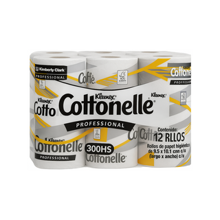Papel Higiénico Kleenex Cottonelle - Paquete con 12 Rollos de 300 Hojas c/u