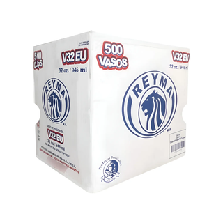 Vaso de Plástico 32 oz Marca Reyma - 1 Paquete con 500 Piezas