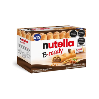 Barquillo Relleno de Crema de Avellanas con Cacao 22 g Marca Nutella B-ready - 1 Caja con 15 Piezas