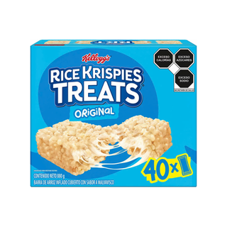 Barras de Arroz Inflado Rice Krispies 22g Marca Kellogg's - 1 Caja con 40 Piezas