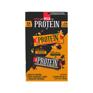 Barras de Proteína Sabores Surtidos 45g Marca Wild - Caja con 24 Barras