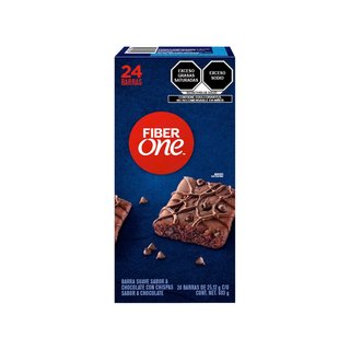 Barras Suaves Estilo Brownie con Chispas de Chocolate 25g Marca Fiber One - 1 Caja con 24 Piezas