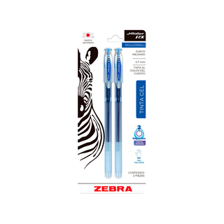 Bolígrafo de Gel Punto Mediano Rollerball J-Roller RX Tinta Azul Marca Zebra - Paquete con 2 Piezas