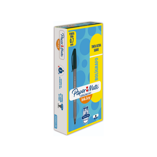 Bolígrafo Retráctil Punto Mediano 1.0 mm Kilométrico 100 RT Tinta Negra Marca Paper Mate - 1 Caja con 12 Piezas