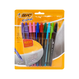 Bolígrafo Punto Fino 0.7 mm Varios Colores Marca Bic - 1 Paquete con 10 Piezas