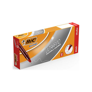 Bolígrafo Punto Fino 0.7mm Precision y Suavidad Rojo Marca Bic - 1 Caja Con 12 Piezas