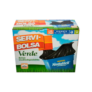 Bolsa de Basura Negra Biodegradable con Nudo Facil de 70 x 90 cm Marca Servi-Bolsa - 1 Paquete Con 50 Piezas
