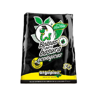 Bolsa de Basura Negra 50 x 70 cm 1 kg Marca Anguiplast - 1 Paquete con 27 Bolsas Aprox.