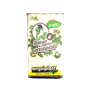 Bolsa Tipo Camiseta Tamaño Grande 30 x 61 cm Color Blanco Marca Anguiplast - 1 kg