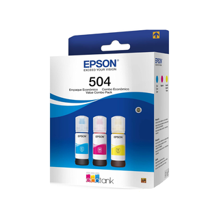 Cartucho de Tinta Cyan, Magenta y Amarillo Ecofit Marca Epson T504 - 1 Paquete con 3 Piezas