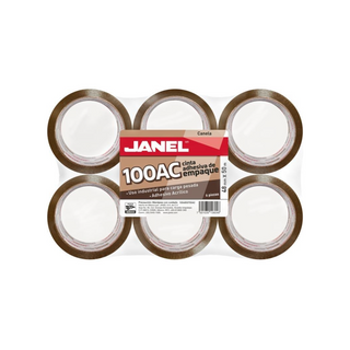 Cinta 100 Acrílica Canela 48 mm x 100 m Marca Janel - 1 Paquete con 6 Piezas
