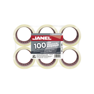 Cinta 100 Hot Melt Transparente 48 mm x 100 m Marca Janel - 1 Paquete con 6 Piezas