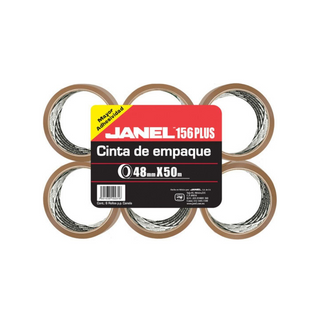 Cinta 156 Hot Melt Canela 48 mm x 50 m Marca Janel - 1 Paquete con 6 Piezas