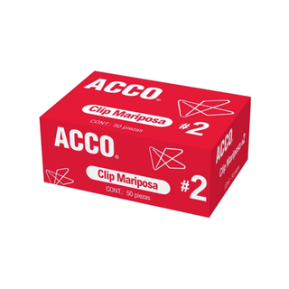 Clip Mariposa #2 Marca Acco - 1 Caja de 50 Piezas