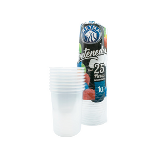 Contenedor de Plástico 1 L Marca Reyma - 1 Paquete con 25 Piezas