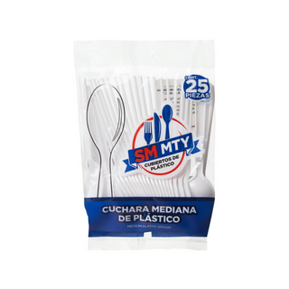 Cuchara Desechable Mediana Blanca - 1 Paquete con 25 Piezas