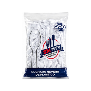 Cuchara Desechable Nevera Blanca - 1 Paquete con 500 Piezas