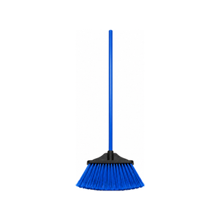 Escoba Cepillo Abanico Con Bastón de Madera Color Azul - 1 Pieza