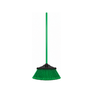 Escoba Cepillo Abanico Con Bastón de Madera Color Verde - 1 Pieza