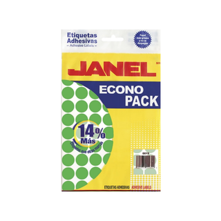 Etiqueta Circular Adherible Verde Fluorescente No.28 Marca Janel - 1 Paquete con 560 Piezas