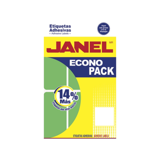 Etiqueta Rectangular Adherible Verde Fluorescente No.25 Marca Janel - 1 Paquete con 48 Piezas