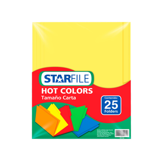Folder Amarillo Hot Colors Tamaño Carta Marca Starlife - 1 Paquete con 25 Piezas