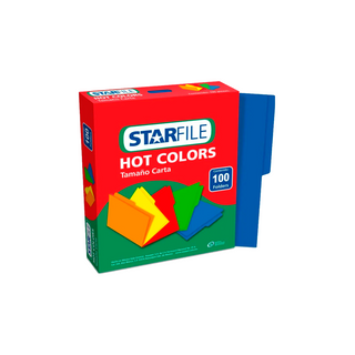 Folder Azul Hot Colors Tamaño Carta Marca Starfile - Paquete con 100 Piezas