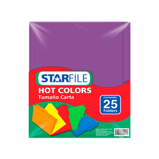 Folder Morado Hot Colors Tamaño Carta Marca Starfile- 1 Paquete con 25 Piezas