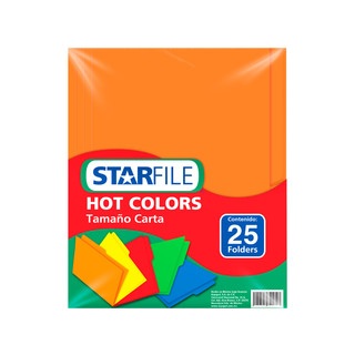 Folder Naranja Hot Colors Tamaño Carta Marca Starfile - 1 Paquete con 25 Piezas