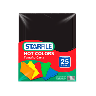 Folder Negro Hot Colors Tamaño Carta Marca Starlife - 1 Paquete con 25 Piezas