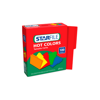 Folder Rojo Hot Colors Tamaño Carta Marca Starlife - Paquete con 100 Piezas