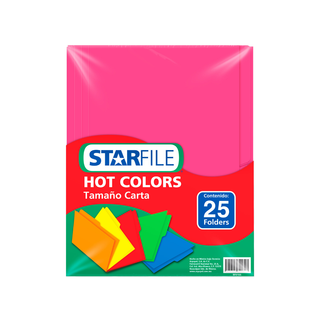 Folder Rosa Hot Colors Tamaño Carta Marca Starfile - 1 Paquete con 25 Piezas