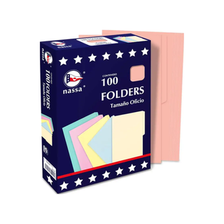 Folder Tamaño Oficio Color Rosa Marca Nassa - 1 Caja Con 100 Piezas