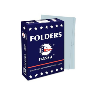 Folder Tamaño Oficio Color Azul Marca Nassa - 1 Caja Con 100 Piezas