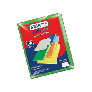 Folder Verde Bitono Tamaño Carta Marca Starfile - 1 Paquete con 25 Piezas