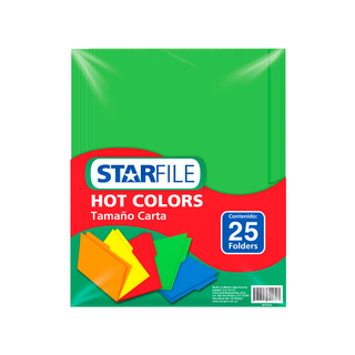 Folder Verde Hot Colors Tamaño Carta Marca Starfile - 1 Paquete con 25 Piezas
