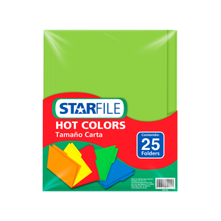 Folder Verde Limón Hot Colors Tamaño Carta Marca Starlife - 1 Paquete con 25 Piezas