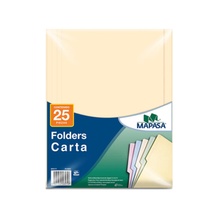 Folders de Colores Pastel Tamaño Carta Marca Mapasa - 1 Paquete de 25 Piezas
