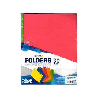 Folders de Colores Vibrantes Tamaño Carta Marca Fortec - 1 Paquete de 25 Piezas