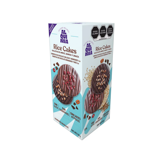Galletas de Arroz, Quinoa y Linaza Cubiertas de Chocolate 22g Marca Alquimia Viva - 1 Caja con 16 Piezas