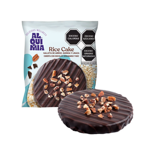 Galletas de Arroz, Quinoa y Linaza Cubiertas de Chocolate 22g Marca Alquimia Viva - 1 Caja con 16 Piezas