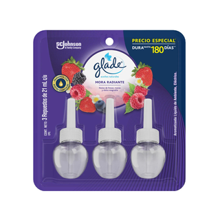 Glade Repuestos para Aparato Electrónico Aroma Mora Radiante - 3 Repuestos de 21ml c/u