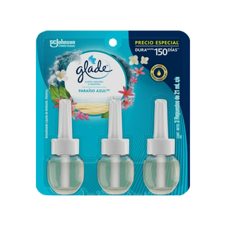 Glade Repuestos para Aparato Electrónico Aroma Paraíso Azul - 3 Repuestos de 21ml c/u