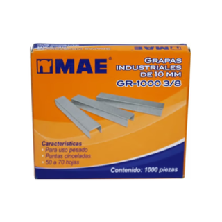 Grapa 3/8 10mm Uso Industrial Marca Mae - 1 Caja de 1000 grapas