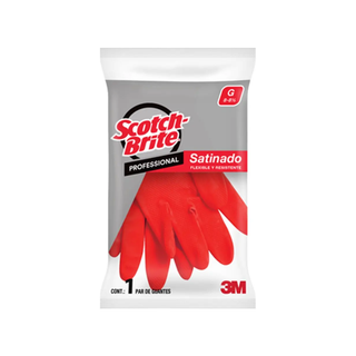 Guantes de Latex para Uso Doméstico 13" Color Rojo Marca Scotch Brite - 1 Par
