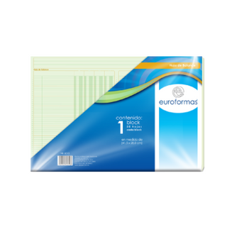 Hoja de Balance 41.5 x 28.0 cm Marca Euroformas - 1 Block con 50 Hojas