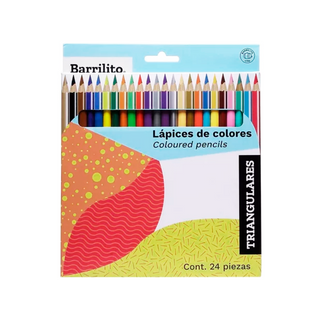 Lápices de Colores Largos Marca Barrilito - 1 Paquete de 24 Piezas