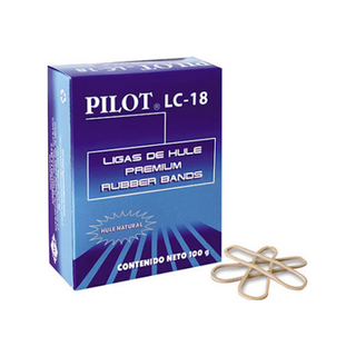 Ligas de Hule Natural LC-18 Marca Pilot Fifa - 1 Caja con 100 GR