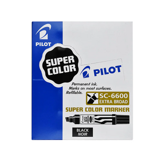 Marcador Permanente Color Negro Punta Cincel Recargable Marca Pilot - 1 Caja con 12 Piezas